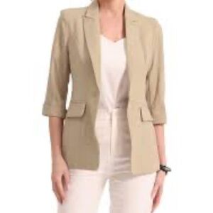 Façonnable Women Blazer Cream Cotton Ramie Safari Utility Pockets 3/4 Sleeve 4
